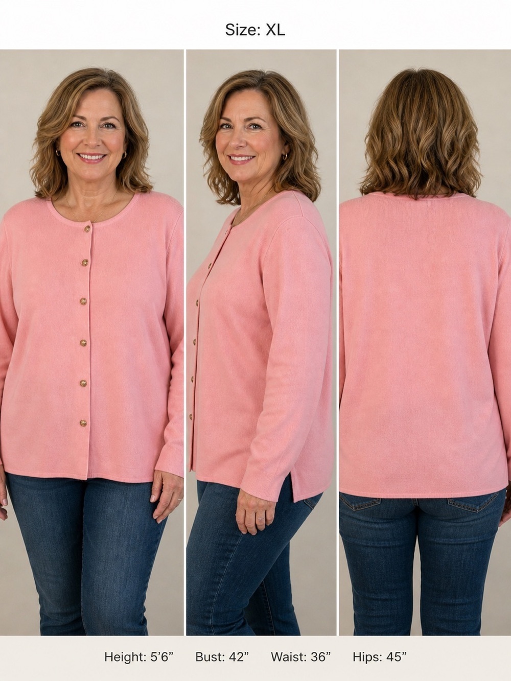 MEROKEETY Pink Women's Cardigan Sweater